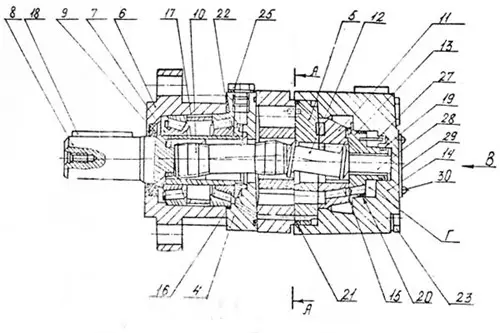 Схема устройства гидромотора планетарного вида МГП